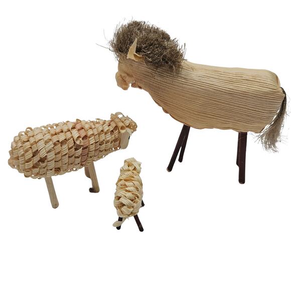 Czech Folk Art Handmade Corn Husk Doll Nativity Jesus Manger Mary Joseph Sheep - Picture 6 of 8